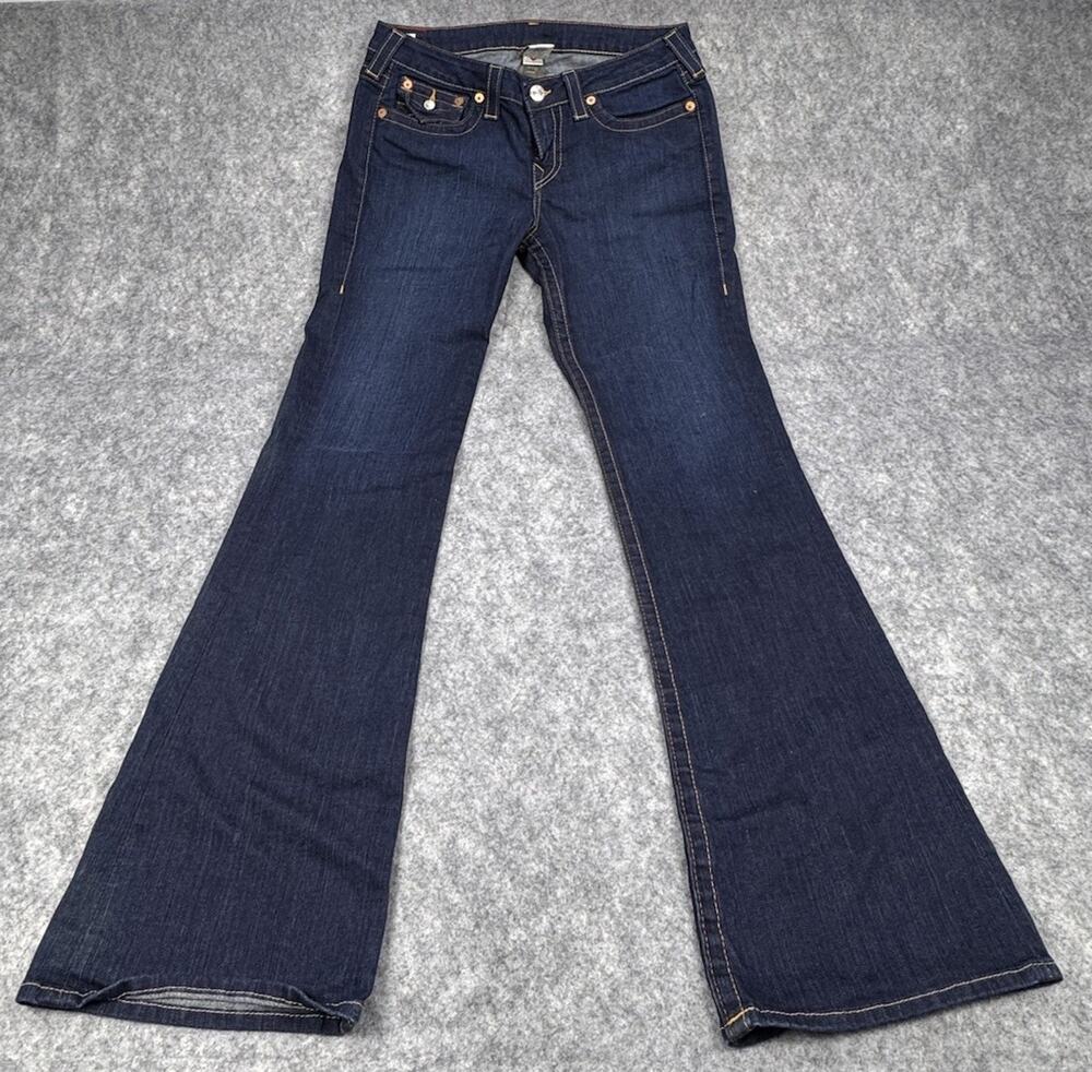 True Religion Women's Dark Wash Bootcut Low Rise Stretch Denim Jeans Size 32 - Picture 1 of 9